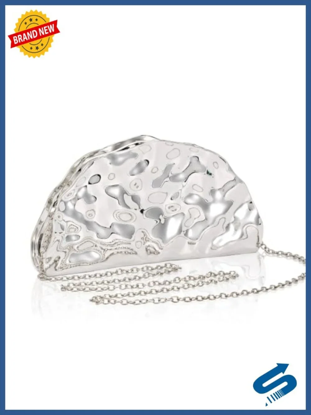 Acrylic Fan Clutch Purse Evening Bag with Detachable Chain Wedding Prom Cocktail